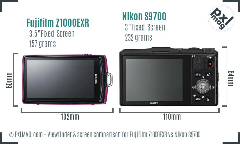 Fujifilm Z1000EXR vs Nikon S9700 Screen and Viewfinder comparison Fujifilm Z1000EXR vs Nikon S9700 Screen and Viewfinder comparison