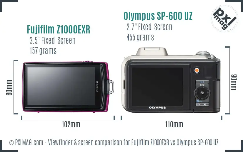 Fujifilm Z1000EXR vs Olympus SP-600 UZ Screen and Viewfinder comparison Fujifilm Z1000EXR vs Olympus SP-600 UZ Screen and Viewfinder comparison