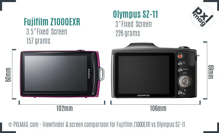 Fujifilm Z1000EXR vs Olympus SZ-11 Screen and Viewfinder comparison Fujifilm Z1000EXR vs Olympus SZ-11 Screen and Viewfinder comparison