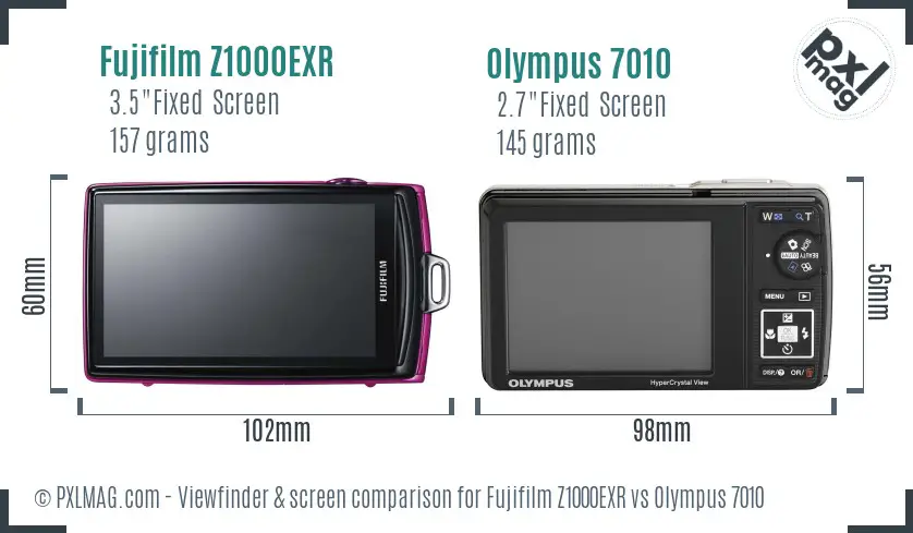 Fujifilm Z1000EXR vs Olympus 7010 Screen and Viewfinder comparison