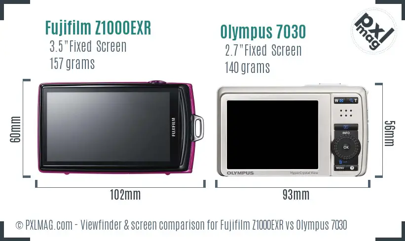 Fujifilm Z1000EXR vs Olympus 7030 Screen and Viewfinder comparison Fujifilm Z1000EXR vs Olympus 7030 Screen and Viewfinder comparison
