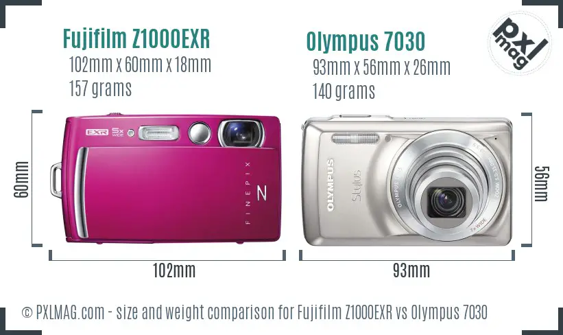 Fujifilm Z1000EXR vs Olympus 7030 size comparison Fujifilm Z1000EXR vs Olympus 7030 size comparison