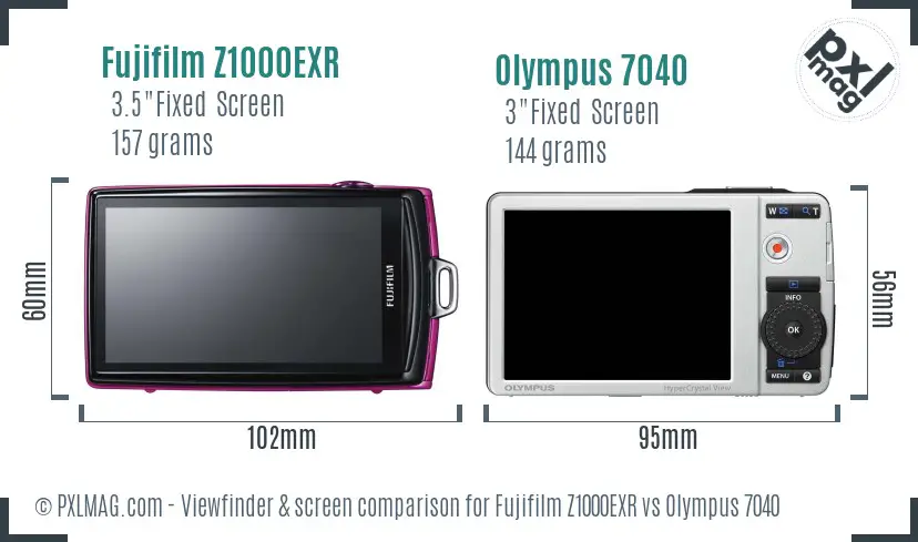 Fujifilm Z1000EXR vs Olympus 7040 Screen and Viewfinder comparison