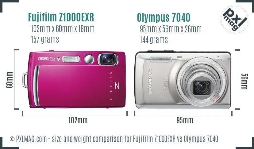 Fujifilm Z1000EXR vs Olympus 7040 size comparison