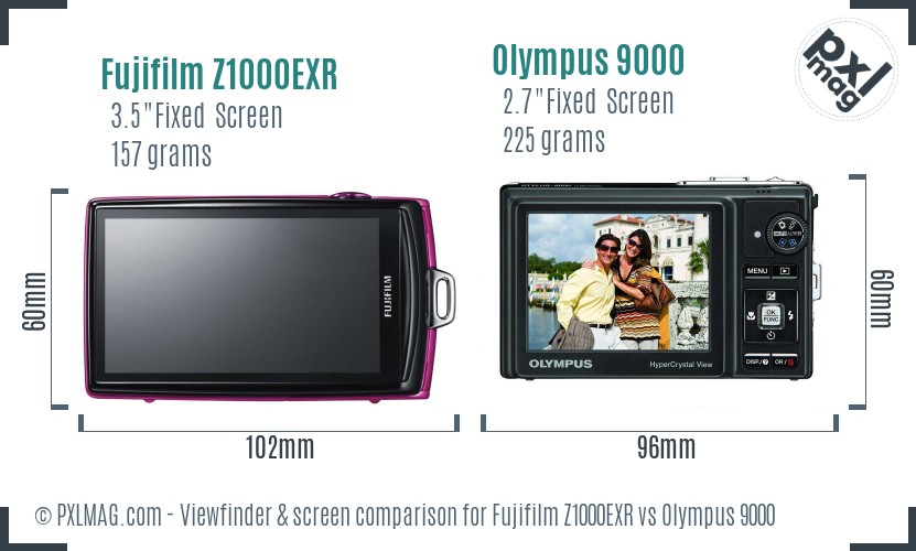 Fujifilm Z1000EXR vs Olympus 9000 Screen and Viewfinder comparison