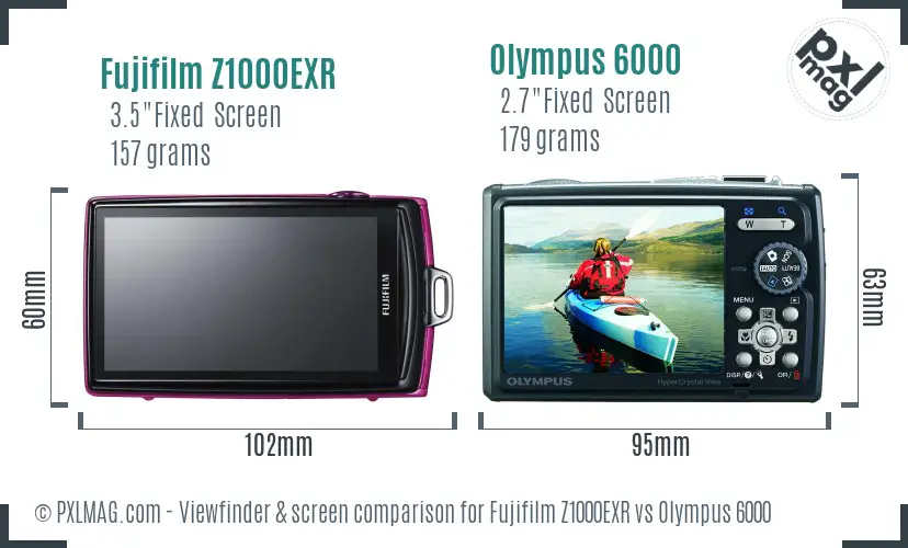 Fujifilm Z1000EXR vs Olympus 6000 Screen and Viewfinder comparison