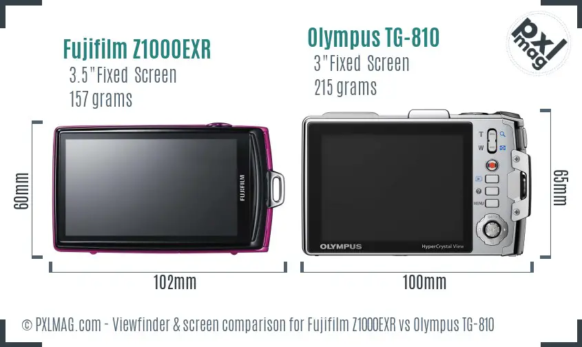 Fujifilm Z1000EXR vs Olympus TG-810 Screen and Viewfinder comparison Fujifilm Z1000EXR vs Olympus TG-810 Screen and Viewfinder comparison