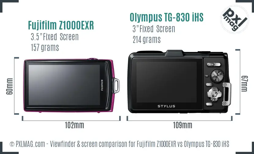 Fujifilm Z1000EXR vs Olympus TG-830 iHS Screen and Viewfinder comparison Fujifilm Z1000EXR vs Olympus TG-830 iHS Screen and Viewfinder comparison