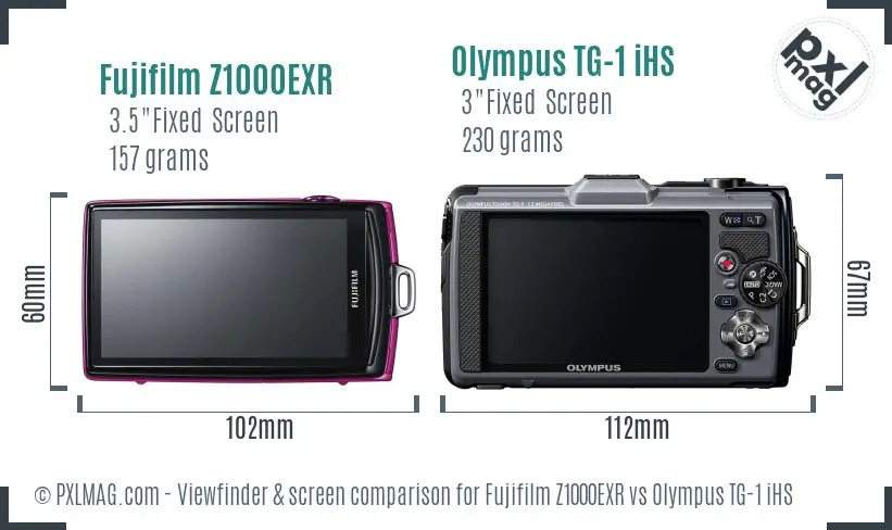 Fujifilm Z1000EXR vs Olympus TG-1 iHS Screen and Viewfinder comparison