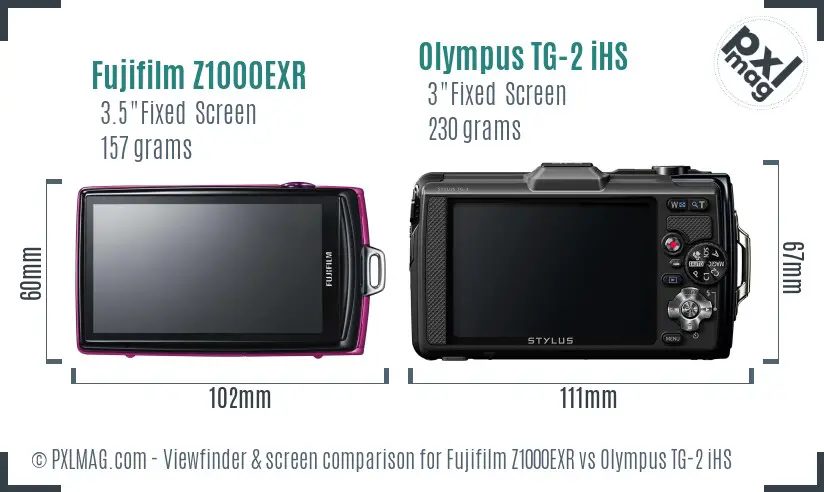 Fujifilm Z1000EXR vs Olympus TG-2 iHS Screen and Viewfinder comparison