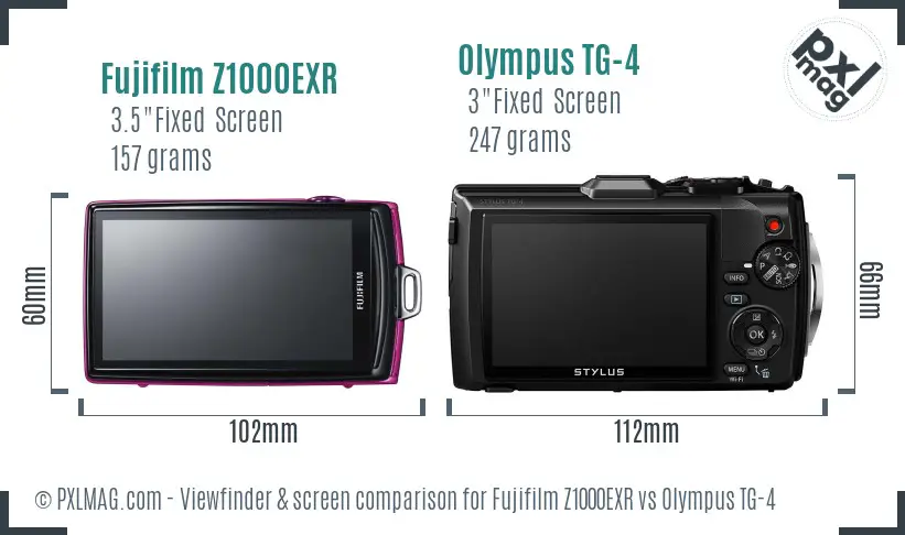 Fujifilm Z1000EXR vs Olympus TG-4 Screen and Viewfinder comparison Fujifilm Z1000EXR vs Olympus TG-4 Screen and Viewfinder comparison