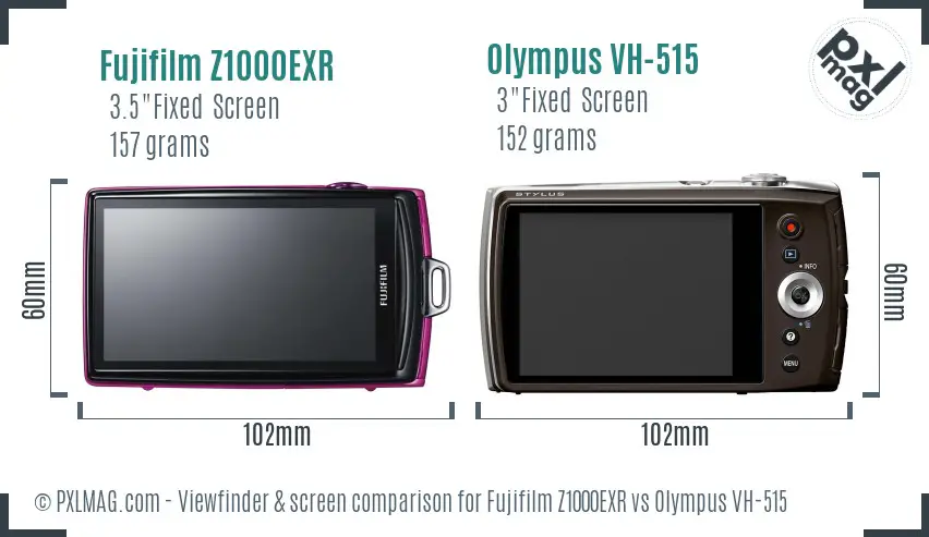 Fujifilm Z1000EXR vs Olympus VH-515 Screen and Viewfinder comparison