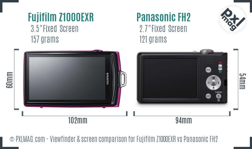 Fujifilm Z1000EXR vs Panasonic FH2 Screen and Viewfinder comparison