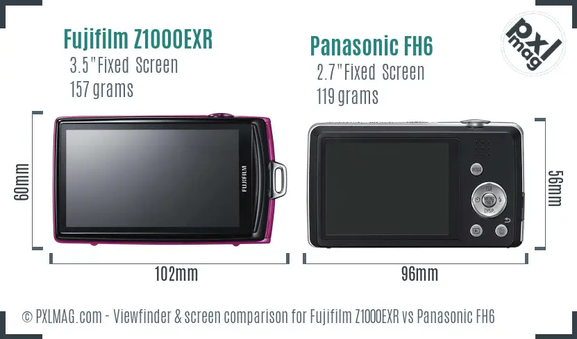 Fujifilm Z1000EXR vs Panasonic FH6 Screen and Viewfinder comparison Fujifilm Z1000EXR vs Panasonic FH6 Screen and Viewfinder comparison