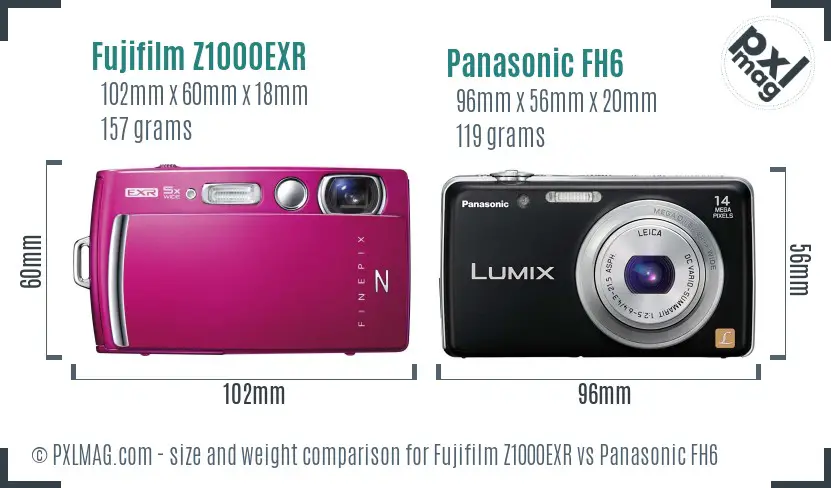 Fujifilm Z1000EXR vs Panasonic FH6 size comparison Fujifilm Z1000EXR vs Panasonic FH6 size comparison