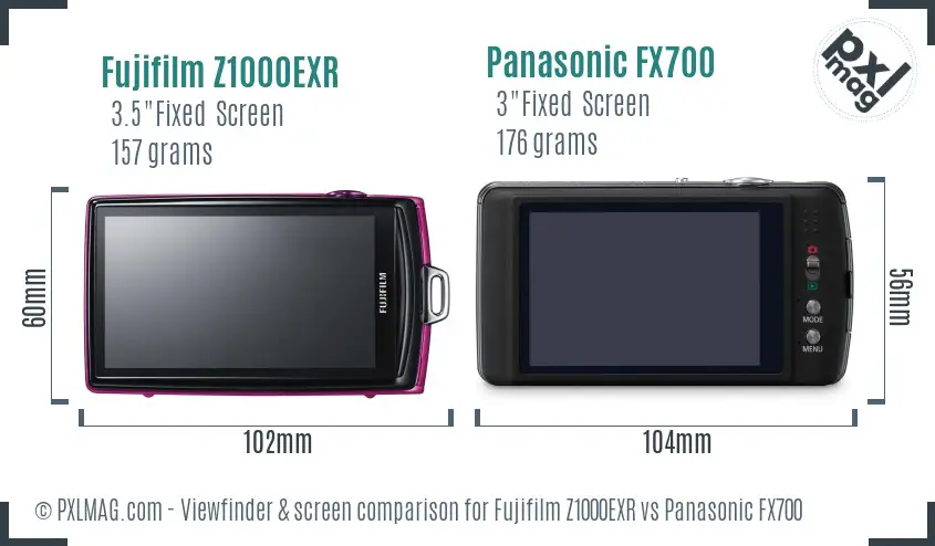 Fujifilm Z1000EXR vs Panasonic FX700 Screen and Viewfinder comparison Fujifilm Z1000EXR vs Panasonic FX700 Screen and Viewfinder comparison