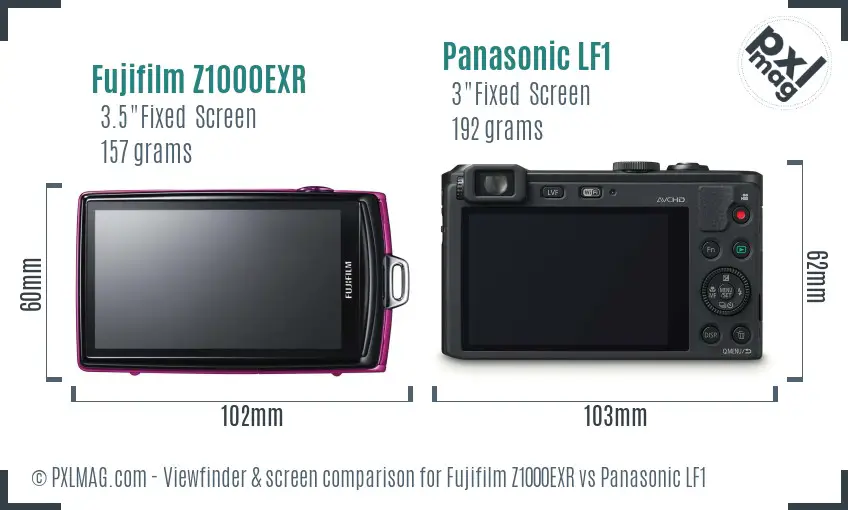 Fujifilm Z1000EXR vs Panasonic LF1 Screen and Viewfinder comparison