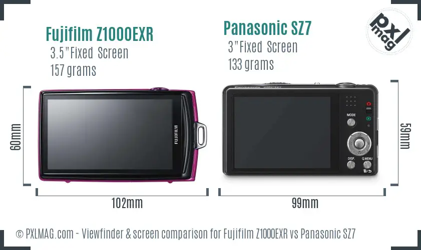 Fujifilm Z1000EXR vs Panasonic SZ7 Screen and Viewfinder comparison