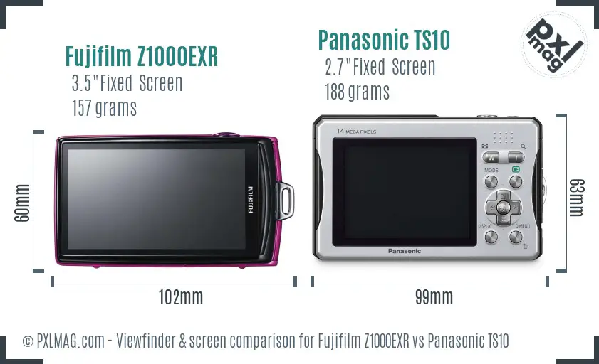 Fujifilm Z1000EXR vs Panasonic TS10 Screen and Viewfinder comparison