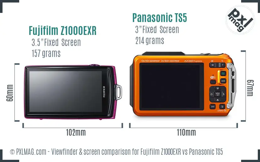 Fujifilm Z1000EXR vs Panasonic TS5 Screen and Viewfinder comparison Fujifilm Z1000EXR vs Panasonic TS5 Screen and Viewfinder comparison