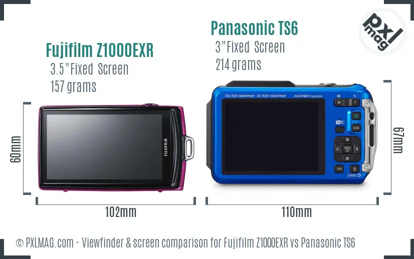 Fujifilm Z1000EXR vs Panasonic TS6 Screen and Viewfinder comparison