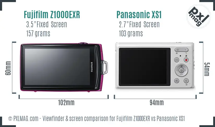 Fujifilm Z1000EXR vs Panasonic XS1 Screen and Viewfinder comparison Fujifilm Z1000EXR vs Panasonic XS1 Screen and Viewfinder comparison