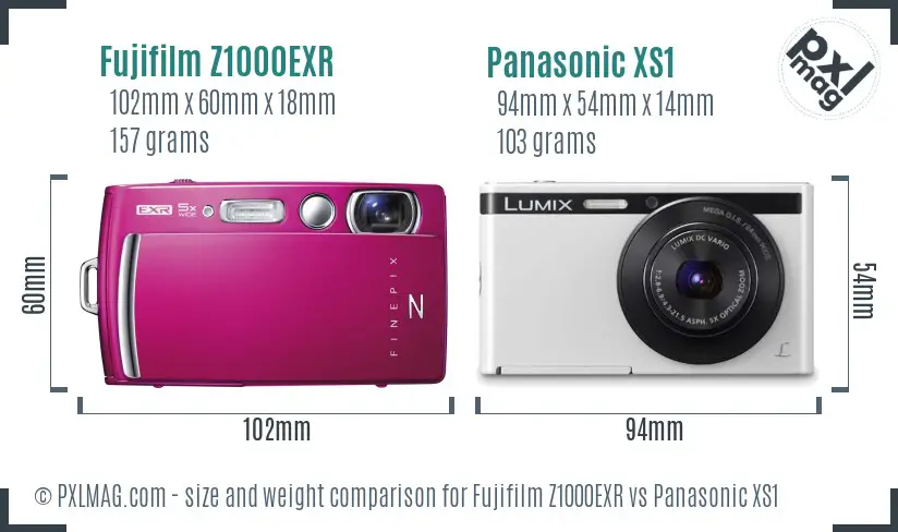 Fujifilm Z1000EXR vs Panasonic XS1 size comparison Fujifilm Z1000EXR vs Panasonic XS1 size comparison