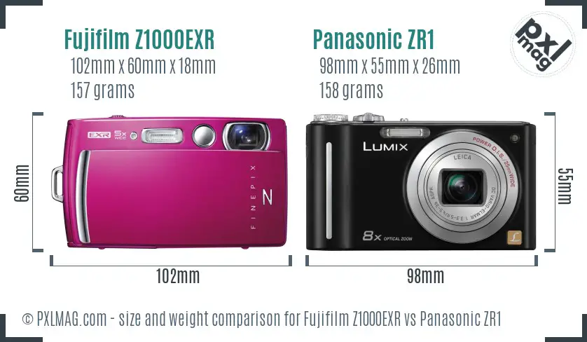Fujifilm Z1000EXR vs Panasonic ZR1 size comparison Fujifilm Z1000EXR vs Panasonic ZR1 size comparison