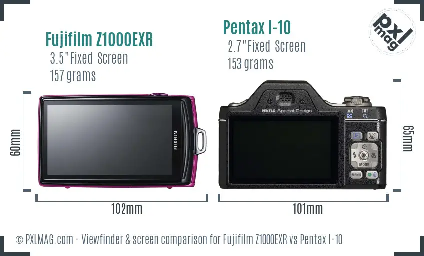 Fujifilm Z1000EXR vs Pentax I-10 Screen and Viewfinder comparison