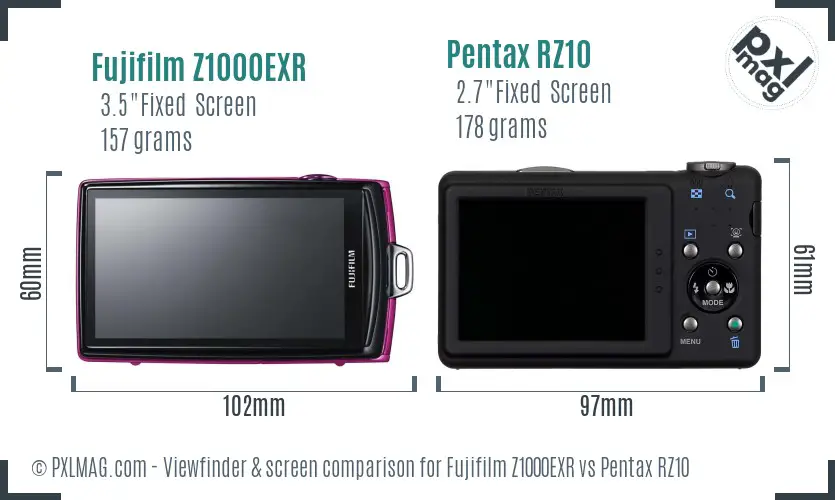 Fujifilm Z1000EXR vs Pentax RZ10 Screen and Viewfinder comparison