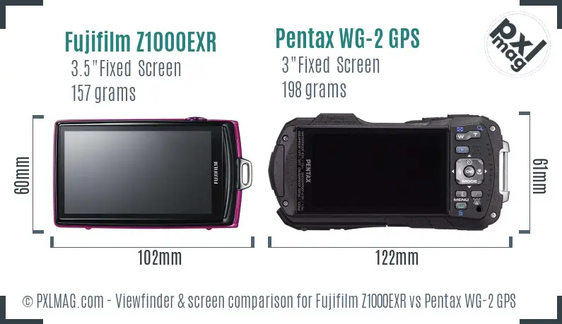 Fujifilm Z1000EXR vs Pentax WG-2 GPS Screen and Viewfinder comparison Fujifilm Z1000EXR vs Pentax WG-2 GPS Screen and Viewfinder comparison