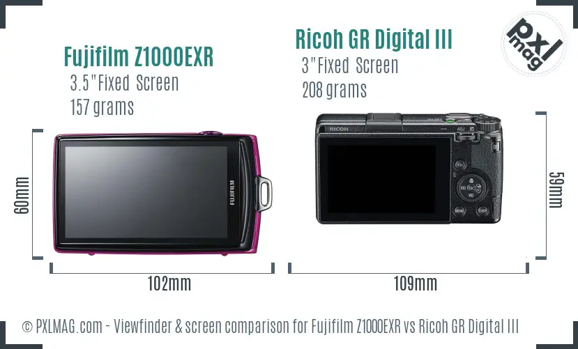 Fujifilm Z1000EXR vs Ricoh GR Digital III Screen and Viewfinder comparison Fujifilm Z1000EXR vs Ricoh GR Digital III Screen and Viewfinder comparison