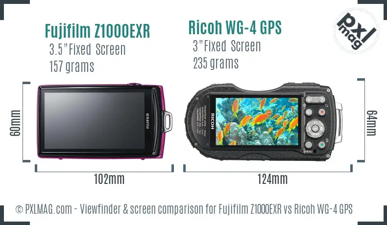 Fujifilm Z1000EXR vs Ricoh WG-4 GPS Screen and Viewfinder comparison