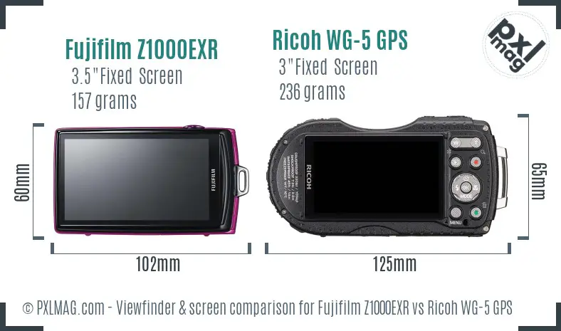 Fujifilm Z1000EXR vs Ricoh WG-5 GPS Screen and Viewfinder comparison