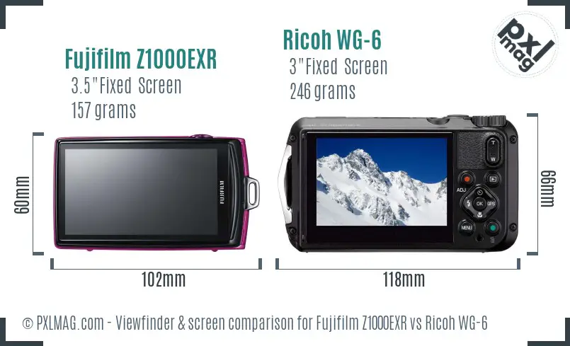 Fujifilm Z1000EXR vs Ricoh WG-6 Screen and Viewfinder comparison Fujifilm Z1000EXR vs Ricoh WG-6 Screen and Viewfinder comparison