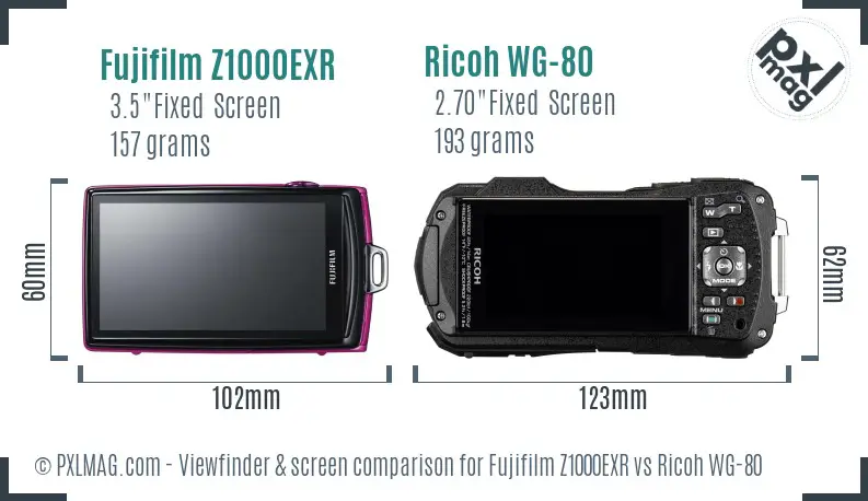 Fujifilm Z1000EXR vs Ricoh WG-80 Screen and Viewfinder comparison