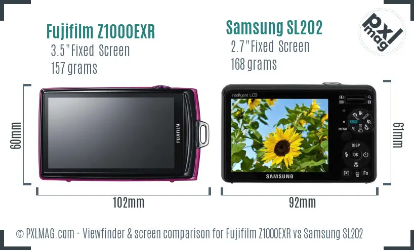 Fujifilm Z1000EXR vs Samsung SL202 Screen and Viewfinder comparison Fujifilm Z1000EXR vs Samsung SL202 Screen and Viewfinder comparison