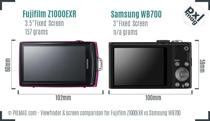 Fujifilm Z1000EXR vs Samsung WB700 Screen and Viewfinder comparison Fujifilm Z1000EXR vs Samsung WB700 Screen and Viewfinder comparison