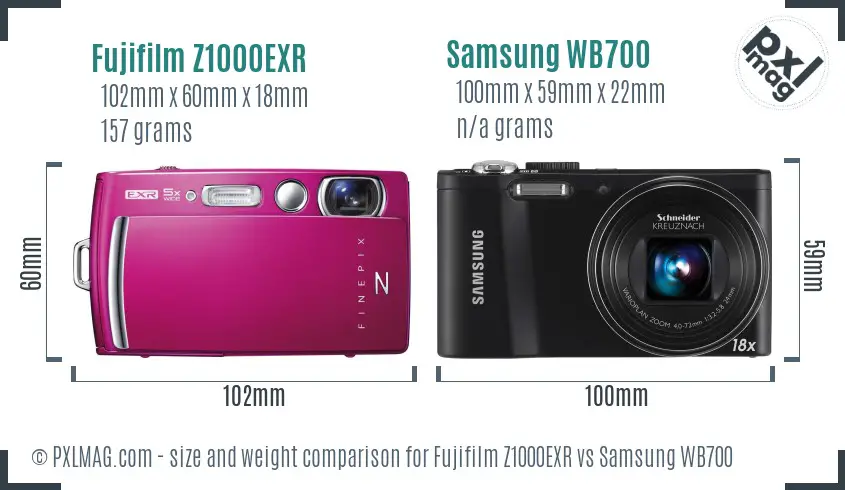 Fujifilm Z1000EXR vs Samsung WB700 size comparison Fujifilm Z1000EXR vs Samsung WB700 size comparison