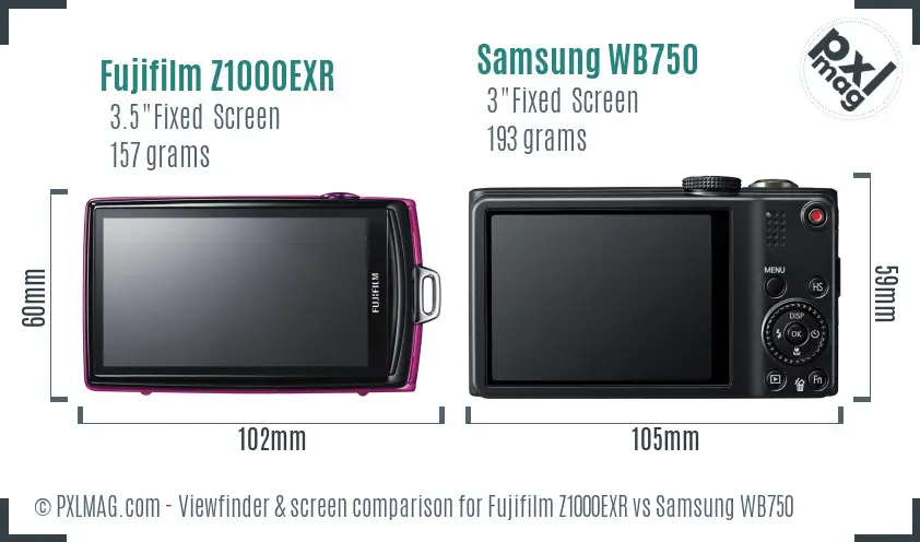 Fujifilm Z1000EXR vs Samsung WB750 Screen and Viewfinder comparison Fujifilm Z1000EXR vs Samsung WB750 Screen and Viewfinder comparison