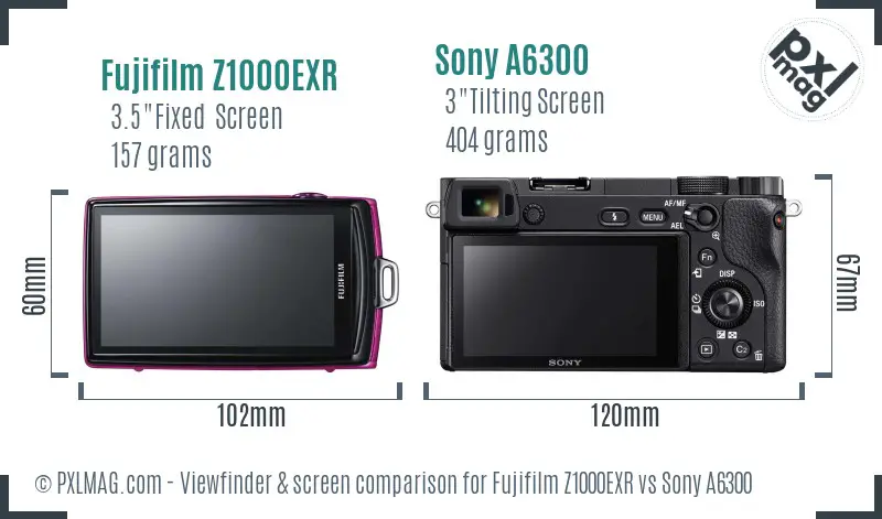 Fujifilm Z1000EXR vs Sony A6300 Screen and Viewfinder comparison