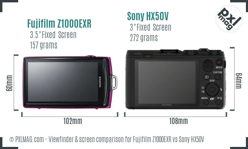Fujifilm Z1000EXR vs Sony HX50V Screen and Viewfinder comparison Fujifilm Z1000EXR vs Sony HX50V Screen and Viewfinder comparison