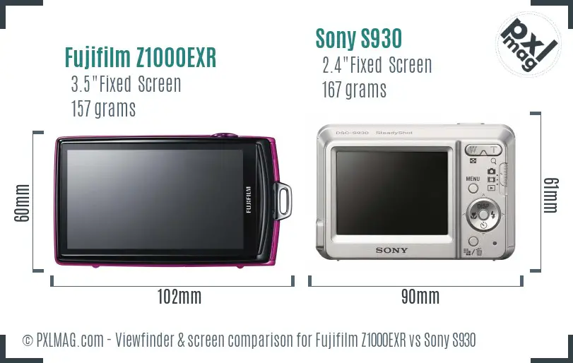 Fujifilm Z1000EXR vs Sony S930 Screen and Viewfinder comparison Fujifilm Z1000EXR vs Sony S930 Screen and Viewfinder comparison