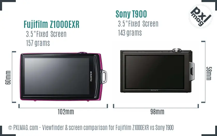 Fujifilm Z1000EXR vs Sony T900 Screen and Viewfinder comparison