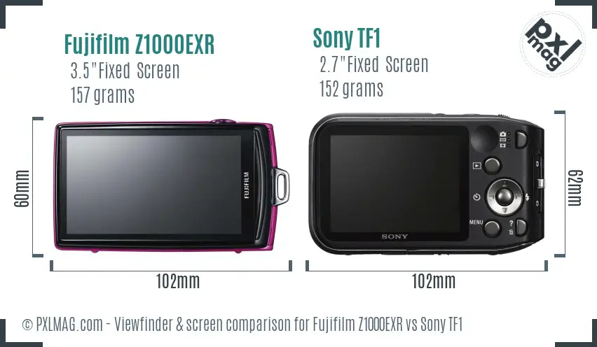 Fujifilm Z1000EXR vs Sony TF1 Screen and Viewfinder comparison