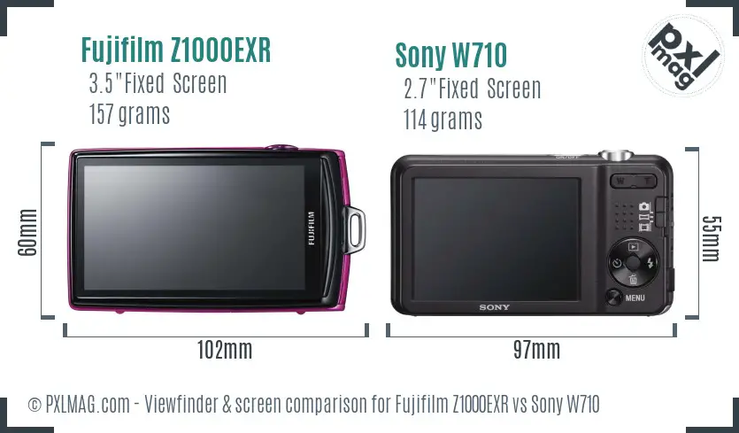 Fujifilm Z1000EXR vs Sony W710 Screen and Viewfinder comparison