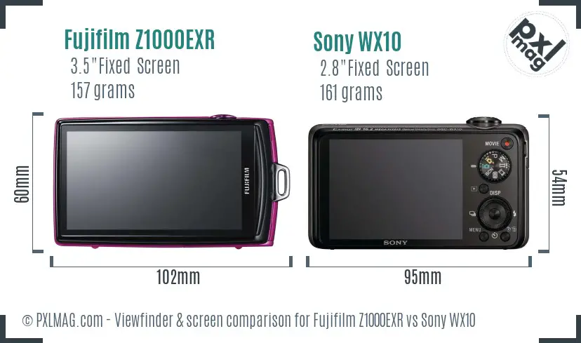 Fujifilm Z1000EXR vs Sony WX10 Screen and Viewfinder comparison Fujifilm Z1000EXR vs Sony WX10 Screen and Viewfinder comparison