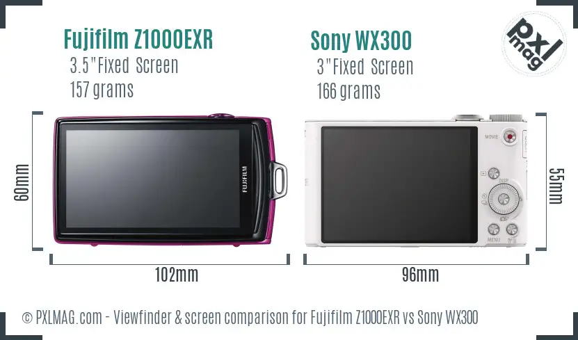 Fujifilm Z1000EXR vs Sony WX300 Screen and Viewfinder comparison Fujifilm Z1000EXR vs Sony WX300 Screen and Viewfinder comparison