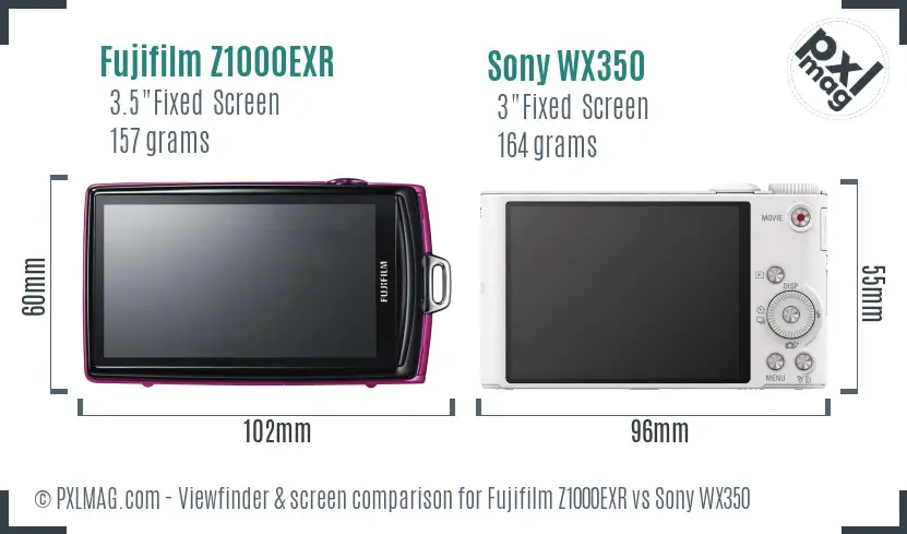Fujifilm Z1000EXR vs Sony WX350 Screen and Viewfinder comparison Fujifilm Z1000EXR vs Sony WX350 Screen and Viewfinder comparison