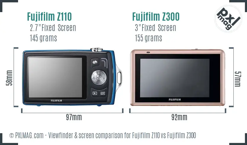 Fujifilm Z110 vs Fujifilm Z300 Screen and Viewfinder comparison